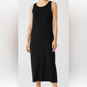 Eileen Fisher Viscose Dress Jersey Knit Tank Maxi Sleeveless Classic Black XL